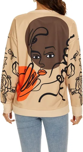 Vista 5 de NEYOUQE Sudaderas de moda para otoño e invierno para mujer, sudadera con estampado casual de moda con cuello redondo