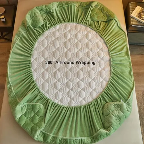 Vista 2 de QQXX Sábana bajera de franela de terciopelo, sábana bajera de forro polar acolchado ultrasuave, funda protectora de colchón de felpa de color sólido