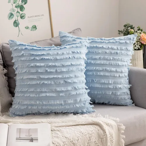 Vista 19 de MIULEE - Juego de 2 fundas de cojín decorativas de lino estilo bohemio, con patrón jacquard a rayas, para sofá, sillón, sala de estar y habitación