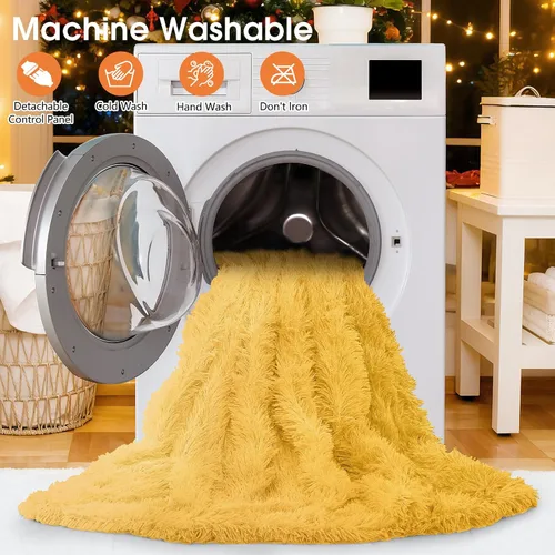 Vista 7 de Cobija eléctrica térmica, de felpa sintética con sherpa suave y gruesa, 10 niveles de calor, 5 configuraciones de tiempo con calentamiento rápido