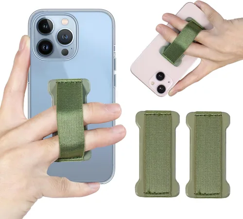 Vista 16 de Soporte de agarre para teléfono de mano, soporte universal para teléfono con correa para dedo, agarre para selfie compatible con la mayoría de 3
