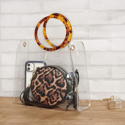 Vista 2 de Bolso claro de la manija redonda del bolso de las mujeres del bolso de la manija superior de la tortuga del totalizador del PVC