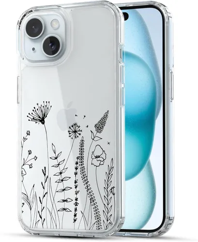 Vista 18 de RANZ Funda para iPhone 15, serie antiarañazos, a prueba de golpes, transparente de policarbonato duro + funda protectora de TPU para iPhone 15