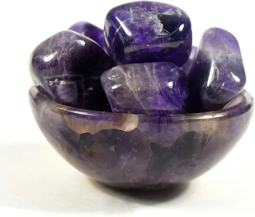 Vista 5 de Guijarros de cabujón de amatista púrpura oscuro pulido natural brillante piedra preciosa de cuarzo cristal mineral Tumbled Stone especímenes