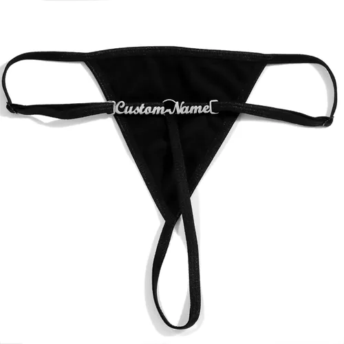 Vista 2 de Artsadd Tanga personalizada para mujer, letras personalizadas, nombre, cintura, cadena, ropa interior, bragas, cadena en T, joyería para el cuerpo