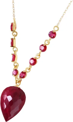 Vista 2 de Galaxy Gold GG Collar de oro macizo de 14 quilates y 14 quilates teñido en punto Briolette Drop Ruby
