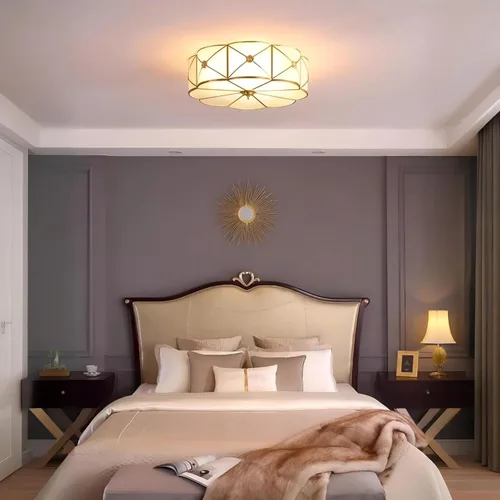 Vista 7 de LIGHTLAND Lámpara de Techo de Montaje al Ras de 13.8 Pulgadas, Lámpara de Techo de Latón de 3 Luces con Pantalla de Vidrio, Accesorios de Luz