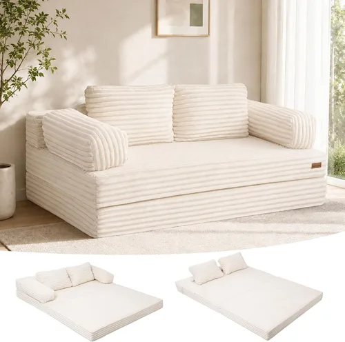 Vista 15 de MeMoreCool Sofá cama sin hueso de 59 pulgadas, sofá de pana de burbujas