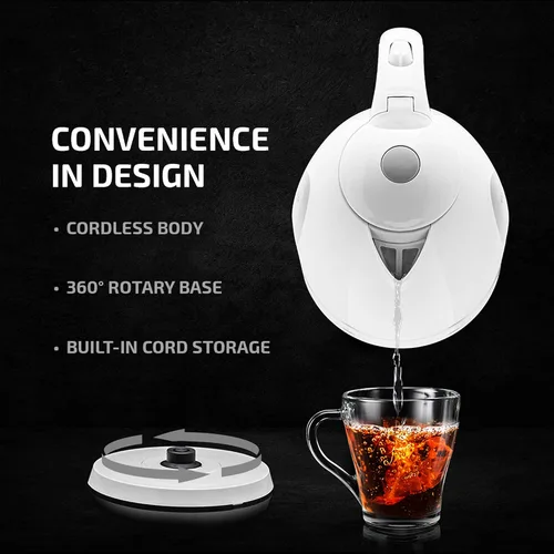Vista 6 de Ovente Hervidor eléctrico de vidrio, 1.5 litros de vidrio de borosilicato sin BPA, calentador de encimera de ebullición rápida y hervidor eléctrico