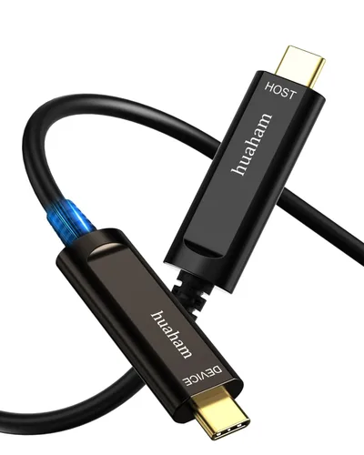 Vista 9 de Cable de fibra óptica USB C de 50 pies, paquete de 2 unidades, cable USB 3.2 Gen2 de 10 Gbps con chip SiliconLine de Alemania, ultra delgado