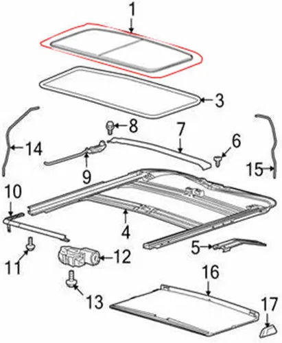 Vista 5 de Sello de vidrio para techo corredizo, compatible con Ford Expedition, F150 F250 F350 F450 F550, reemplaza 5L1Z-7851884-AA, 5l1z7851884aa