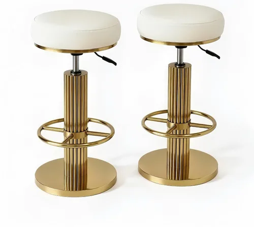 Vista 28 de FUNROLUX Gold Bar Stools, Adjustable Swivel Counter Height Barstools Black Negro