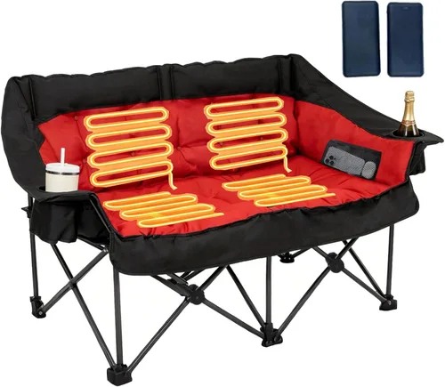 Vista 8 de QUYUAN Silla de camping de doble plaza, silla de sofá biplaza acolchada