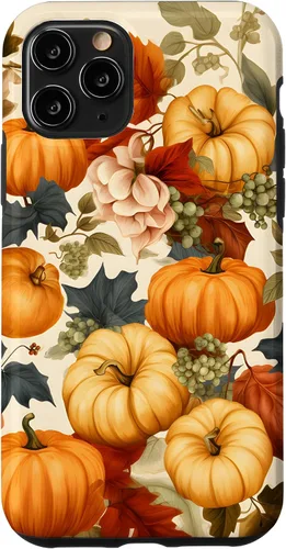 Vista 27 de Funda de estilo vintage para iPhone 16 con hojas de otoño y calabazas