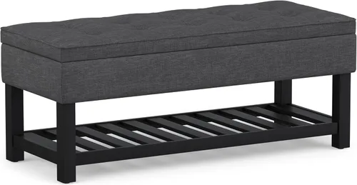 Vista 15 de SIMPLIHOME Cosmopolitan - Otomana rectangular con aspecto de lino de 44 Cloud gris