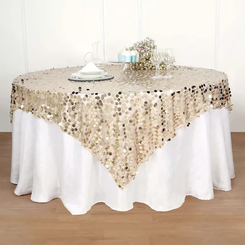 Vista 15 de Efavormart Manteles Superpuestos de Lentejuelas Payette Grandes Premium de 72 pulgadas para Decoraciones de Mesa de Bodas, Banquetes, Catering