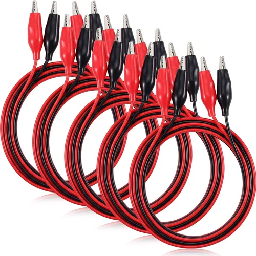 Vista 10 de EBOOT 4 pinzas de cocodrilo eléctricas, cables de prueba de 40 pulgadas con clips de cocodrilo, cables de puente de doble extremo para pruebas