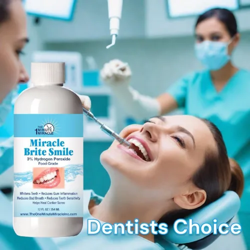 Vista 3 de Miracle Brite Smile - Enjuague bucal esencial de oxígeno para dientes más blancos, aliento más fresco y encías más saludables, menta, 12 onzas