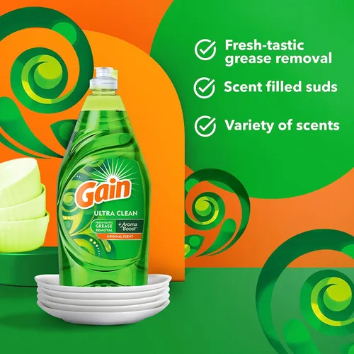 Vista 2 de Gain Ultra - Jabón líquido para lavavajillas, aroma original, 38 fl oz