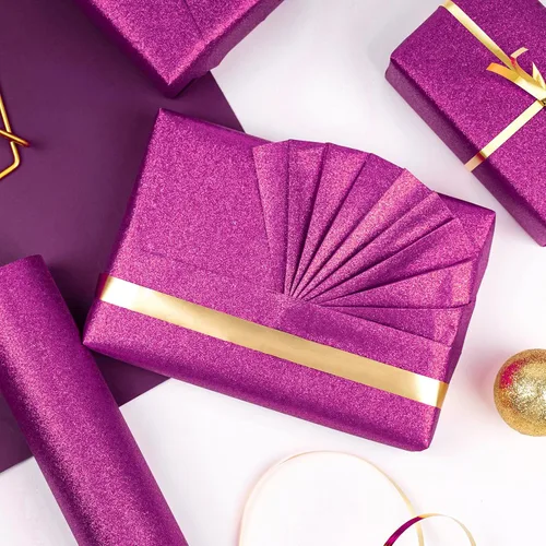 Vista 6 de RUSPEPA Papel de regalo con purpurina, mini rollo, papel brillante con purpurina de color sólido perfecto para bodas, cumpleaños, baby shower