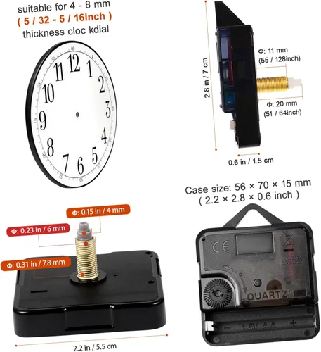 Vista 7 de DOITOOL Movimiento de reloj de cuarzo, movimiento silencioso de reloj de barrido, funciona con pilas, mecanismo de reloj de repuesto