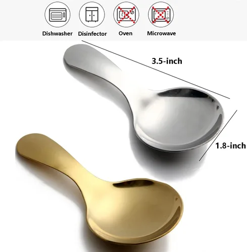 Vista 3 de Juego de 6 cucharas de mango corto, mini cucharas de sal de acero inoxidable para condimentos, postres, té, café, pasteles, azúcar, cuchara