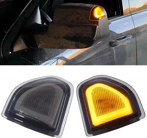 Vista 7 de Jinfili Espejo de remolque lateral LED de repuesto para Dodge Ram 1500, 2010-2018, Dodge Ram 2500 3500 68302828AA 68302829AA lente transparente
