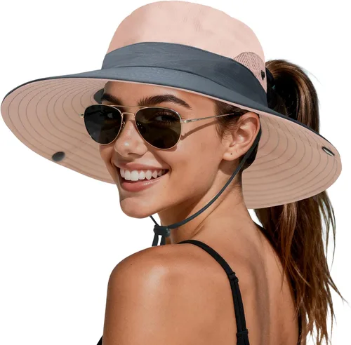 Vista 16 de PFFY Sun Beach Hats for Women Men UV Protection Wide Brim Foldable Fishing Sun Bucket Hat Outdoor Essentials