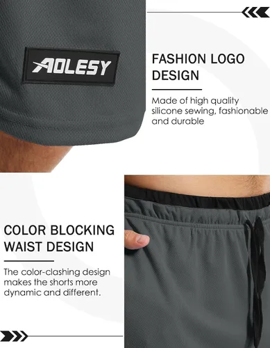 Vista 4 de Aolesy Pantalones cortos de baloncesto para hombre de 10 pulgadas, ligeros, de secado rápido, pantalones cortos atléticos para hombre, malla