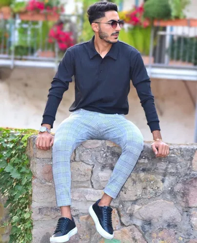 Vista 4 de GINGTTO Polo y suéter de manga larga para hombre ajuste delgado elástico casual elegante con botones