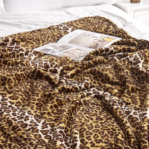 Vista 4 de Edenleaf - Manta con estampado de leopardo de forro polar, manta suave y acogedora para cama, sofá, viajes y camping, supersuave y mullida