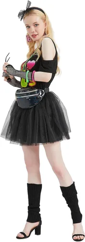 Vista 8 de Kids 80s Outfits for Girls and Women 17Pcs 80s Costumes for Kids 80s Halloween Costum Accessories Set 1980s Party Cosplay
