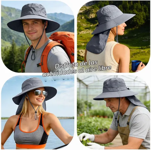 Vista 5 de Sombreros de sol para hombres y mujeres, protección UPF 50+, sombrero de Grisoscuro