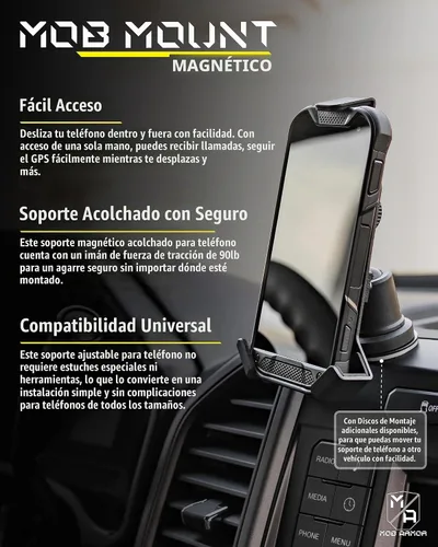 Vista 2 de Mob Armor Soporte magnético resistente para teléfono de coche