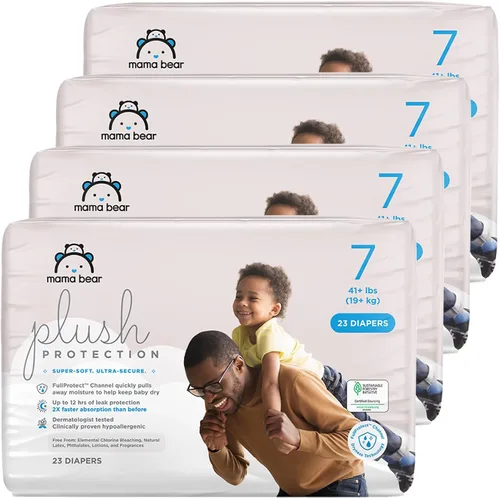 Vista 18 de Marca Amazon – Mama Bear - Pañales de protección de felpa, talla 1, suministro para un mes, pañales desechables para bebé, hipoalergénicos de alta