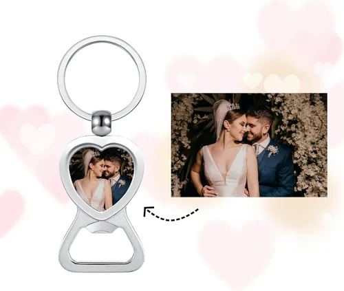 Vista 2 de PiercingJ Bottle Opener Keychain Personalized Picture Opener Keyring Accessories Gifts for Husband Dad Birthday Father's Day