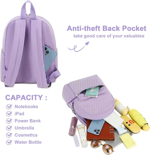 Vista 4 de BTOOP Mini mochila para mujeres y niñas, resistente al agua, mochila pequeña, bolsa de hombro para mujeres, adultos, niños, escuela, viajes