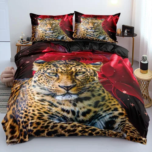 Vista 12 de Juego de funda de edredón con diseño de tigre blanco, tamaño individual, funda de edredón con estampado de animales salvajes, juego de ropa de cama