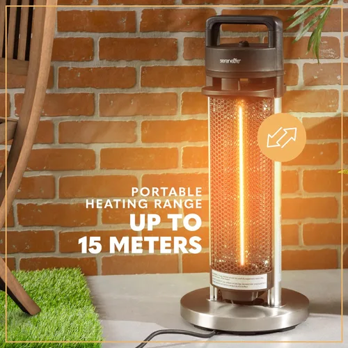Vista 5 de SereneLife Calentador infrarrojo para patio, calentador eléctrico para patio con control remoto, 900 W, calentadores de interior/exterior