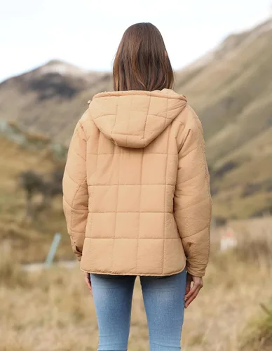 Vista 11 de QIBABU Chaqueta acolchada con capucha de gran tamaño para mujer, ligera, acolchada, manga larga, abrigo de invierno cálido