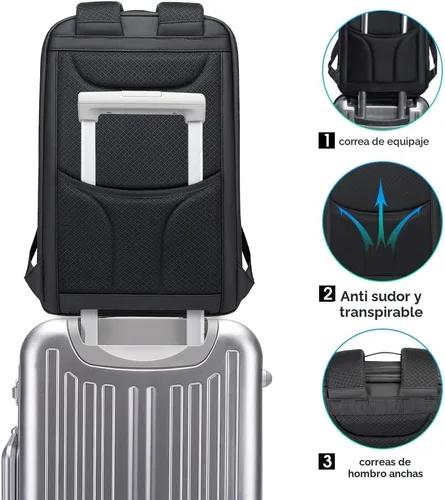Vista 6 de BANGE Mochila para laptop Tech para hombre y mujer, Negro, Estándar, Computadora portátil