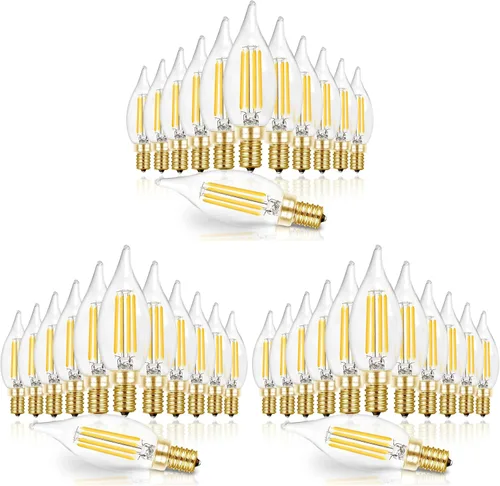Vista 20 de Hizashi Bombilla de candelabro E12 de 40 W, bombillas LED de candelabro regulables CRI 90+, 4 W, 450 lm, 5000 K, luz blanca diurna, punta de llama