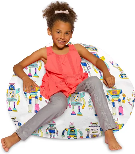 Vista 45 de Posh Beanbags - Sillón puff XL, 48 pulgadas, tela de lona para colorear - Mundo divertido Azul Rey Sólido