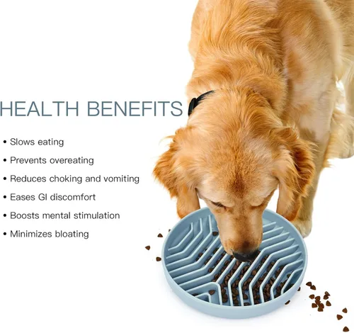 Vista 4 de Comederos de alimentación lenta para perros 2 piezas, cuencos de alimentación para perros de rompecabezas de silicona con ventosas, antiahogo