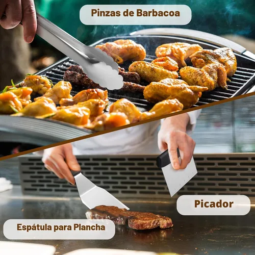 Vista 4 de Juego de 14 piezas de accesorios para parrilla, juego de accesorios para parrilla de parte superior plana para Blackstone y Camp Chef, juego