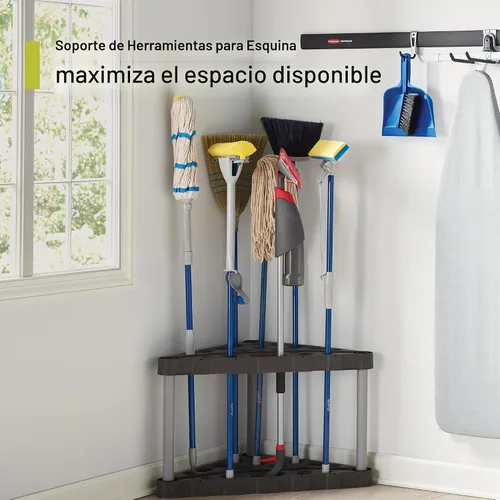 Vista 2 de Rubbermaid Estante de plástico para herramientas de esquina de garaje, fácil de montar, organiza hasta 30 herramientas de mango
