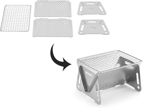 Vista 4 de Wood Burning Folding with Stand Portable Stainless Steel Backpacking Stove for Hiking