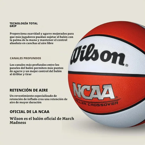 Vista 3 de Wilson NCAA Killer Crossover – Balón de baloncesto para exteriores - 29.5 pulgadas, 28.5 pulgadas, 27.5 pulgadas Lima/Blanco