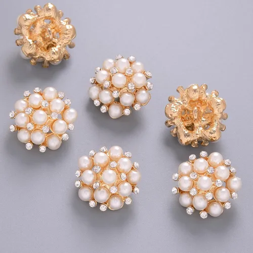 Vista 4 de Jerler 10 piezas de botones de diamantes de imitación de perlas adornos de cristal coser en botones de ropa