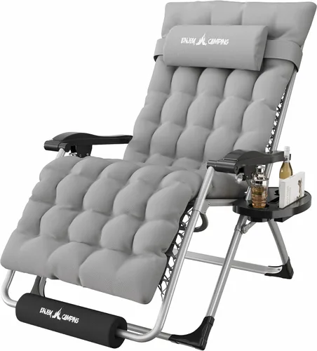 Vista 13 de Silla de gravedad cero de gran tamaño, plegable, reclinable, acolchada Rojo Extragrande